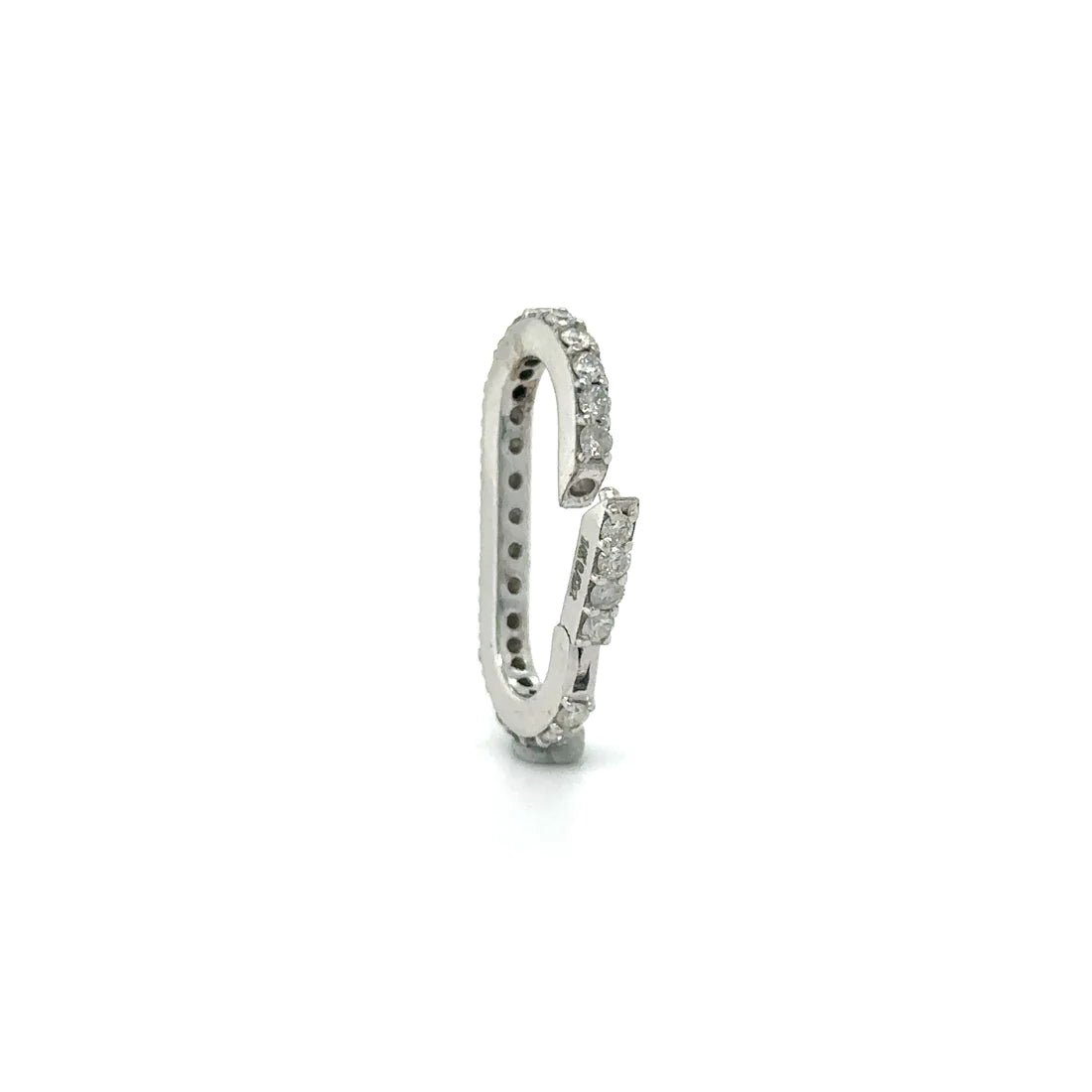 14k White Gold Diamond Paperclip Lock