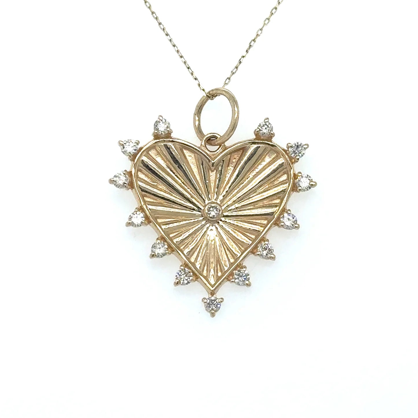 14k Yellow Gold Heart With Diamonds Pendant