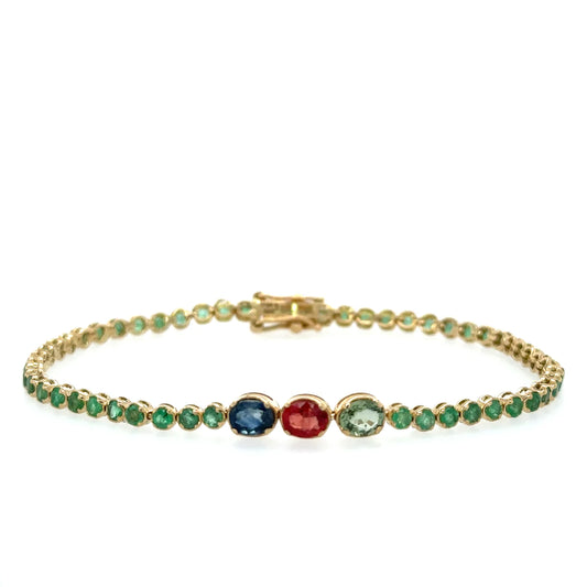 14kt Yellow Gold Emerald and Sapphire Bracelet