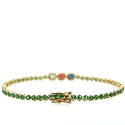 14kt Yellow Gold Emerald and Sapphire Bracelet