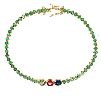 14kt Yellow Gold Emerald and Sapphire Bracelet