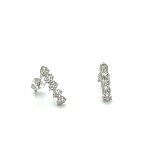 14k White Gold Bar Earring With Diamonds