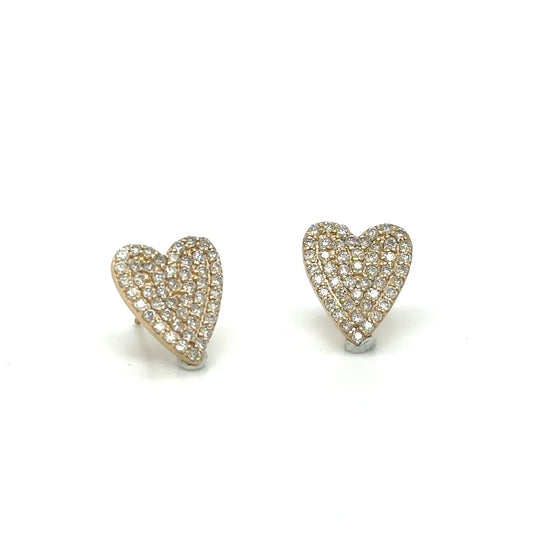Yellow Gold Heart Earring With Diamonds