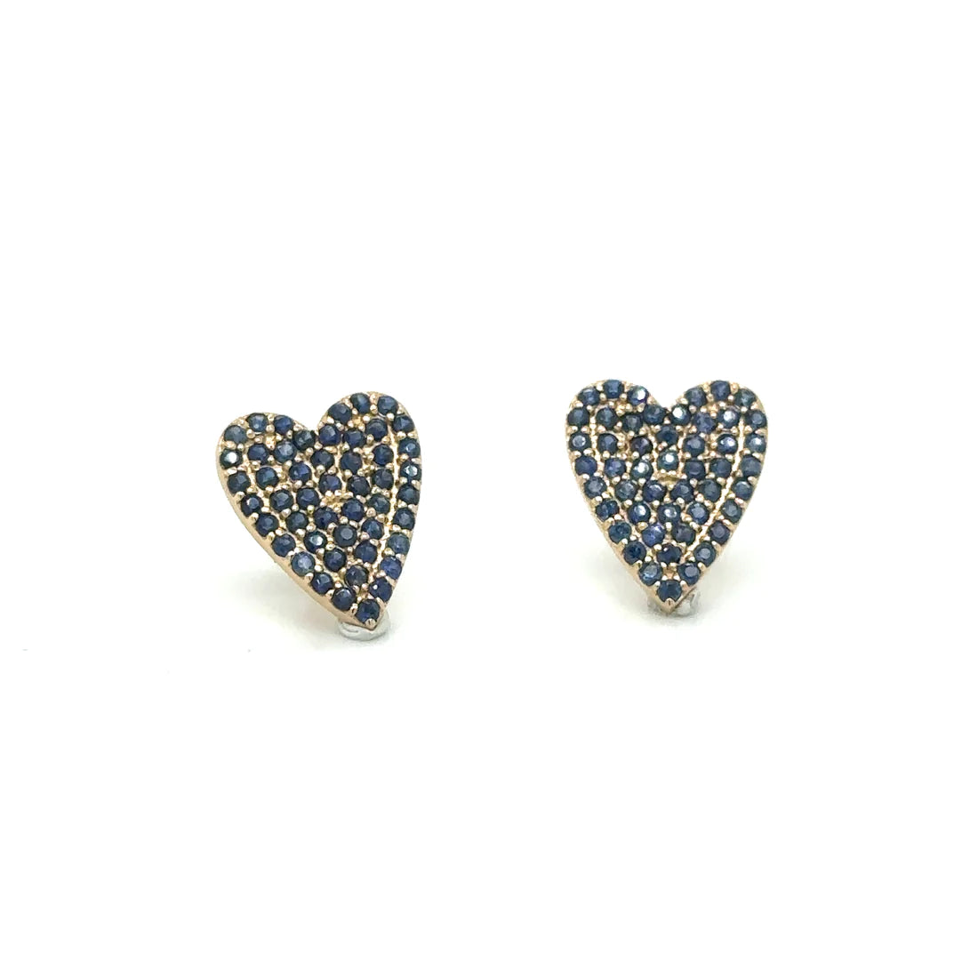 Yellow Gold Heart Earring With Sapphire