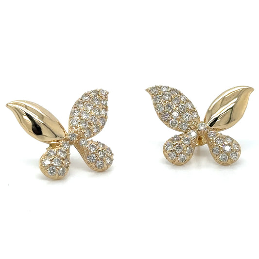 Yellow Gold Butterfly Earring With Diamonds