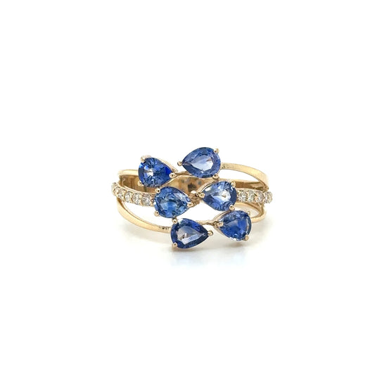 Yellow Gold Sapphire Diamond Ring