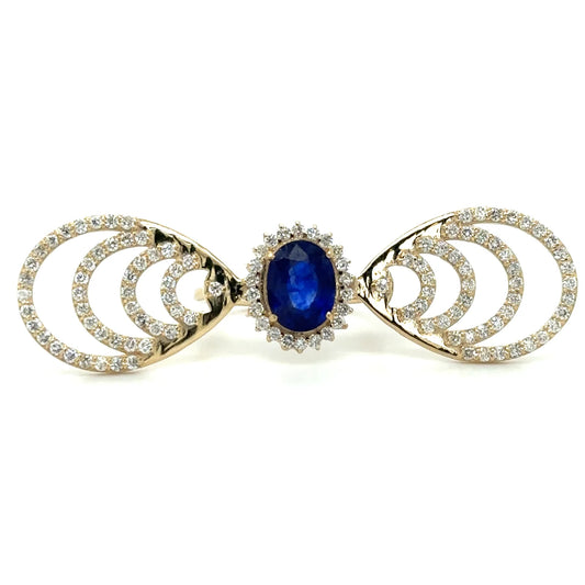 Yellow Gold Ring With Sapphire and Diamonds