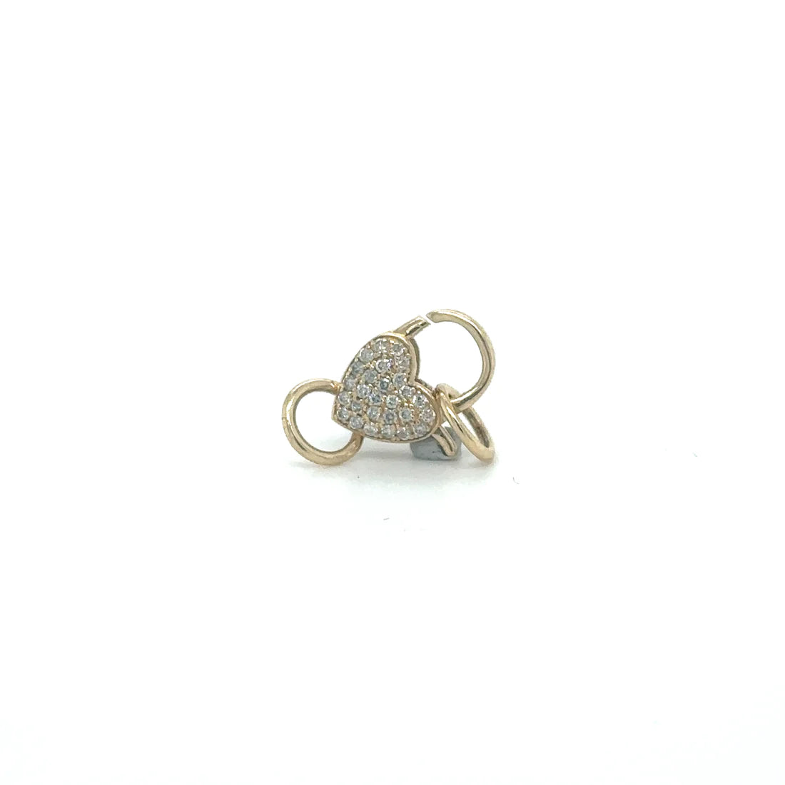 14k Yellow Gold Heart Shape Diamond Lobster Lock