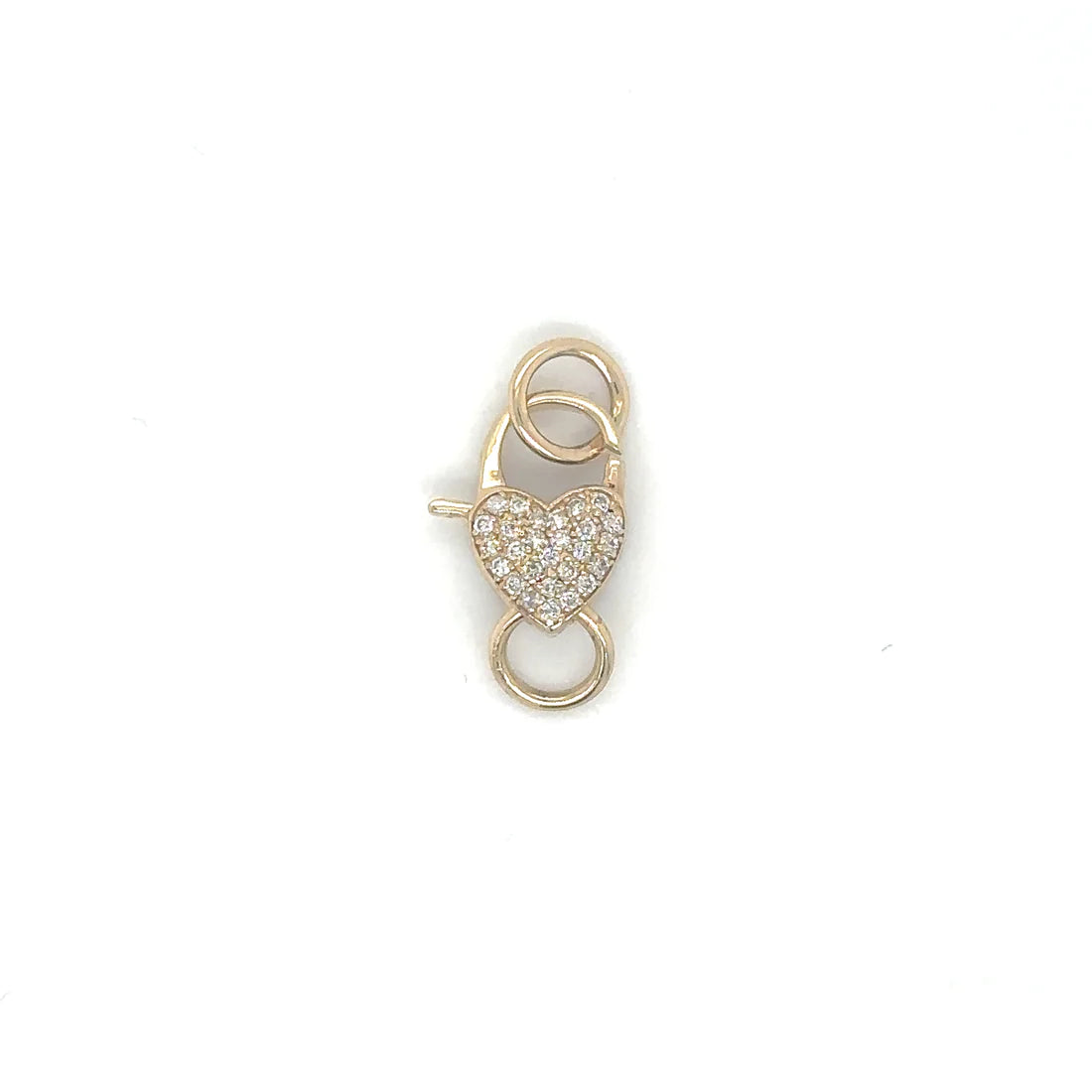 14k Yellow Gold Heart Shape Diamond Lobster Lock