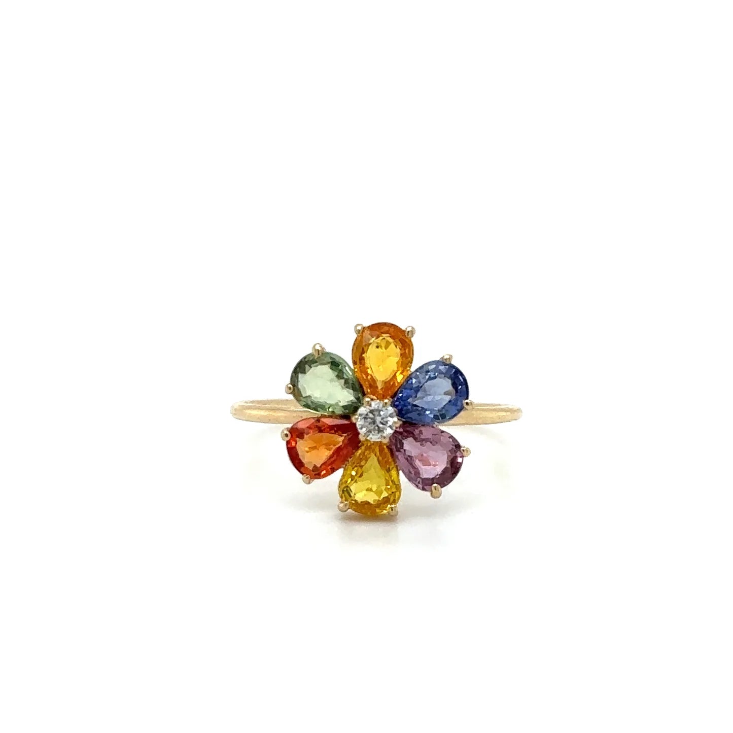 Flower Ring With Sapphire and Diamonds