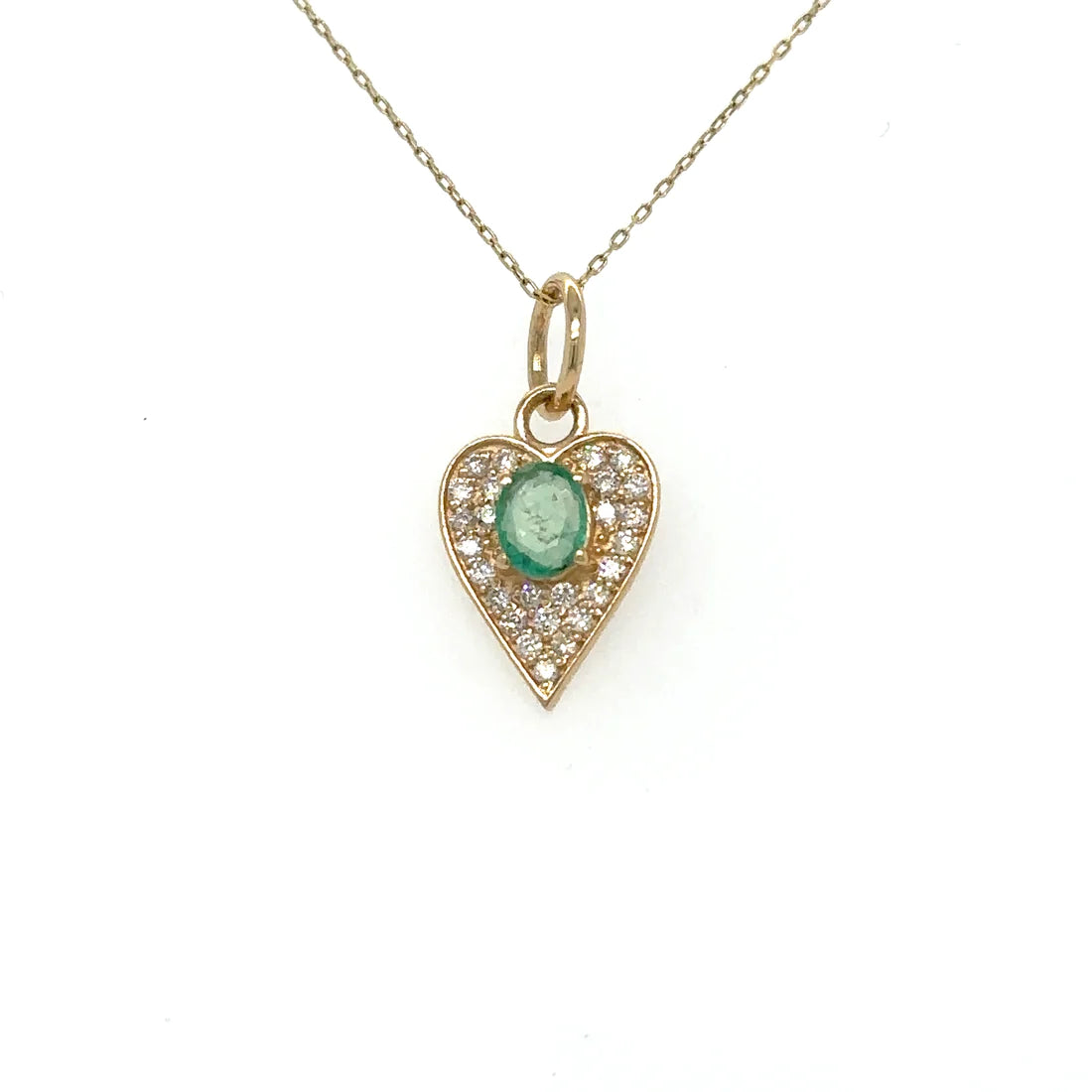 Heart Pendant With Emerald and Diamonds