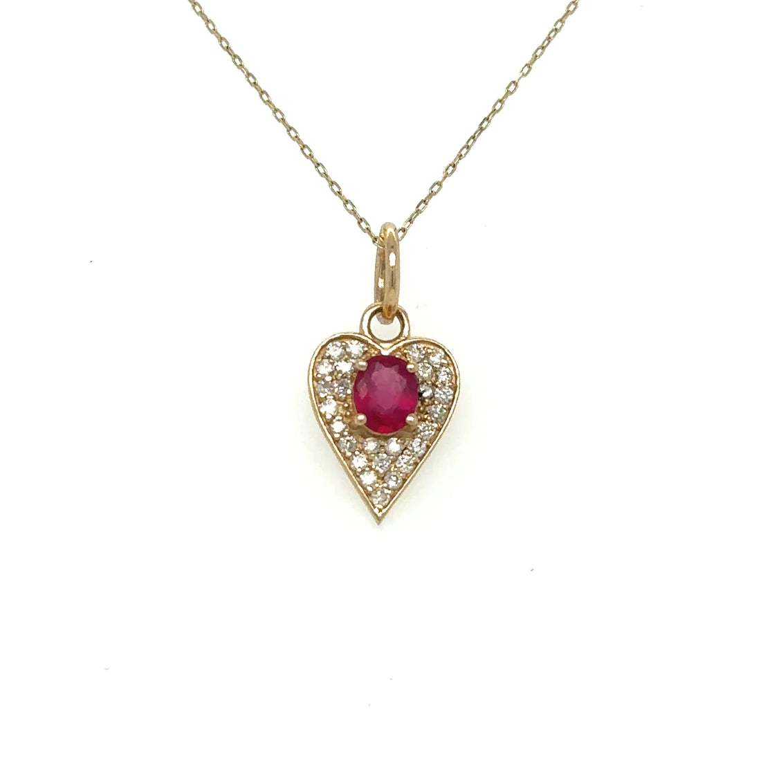Heart Pendant With Ruby and Diamonds
