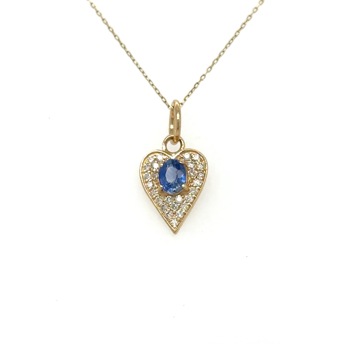 Heart Pendant With Sapphire and Diamonds