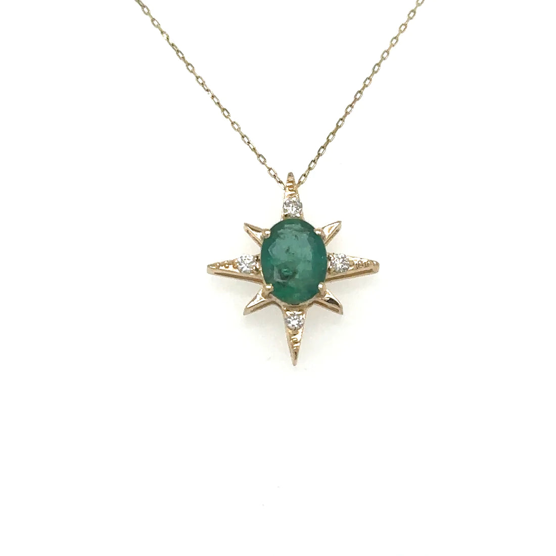 Starburst Pendant With Emerald and Diamonds