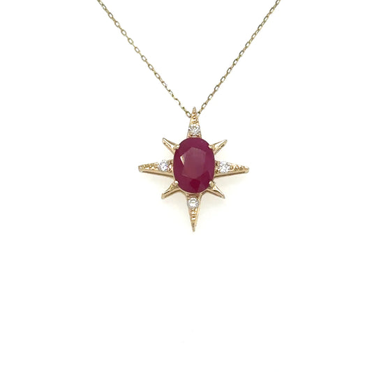 Starburst Pendant With Ruby and Diamonds