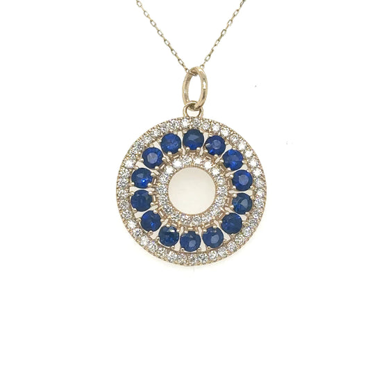 Yellow Gold Sapphire and Diamonds Pendant