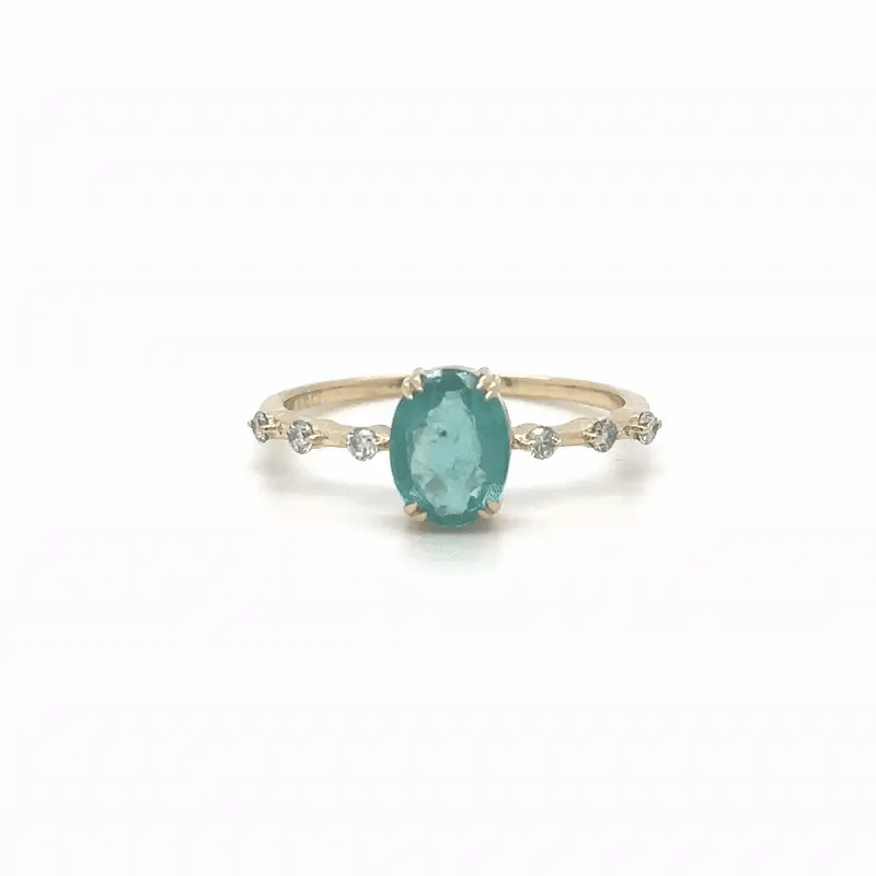 14k Yellow Gold Emerald Diamond Ring