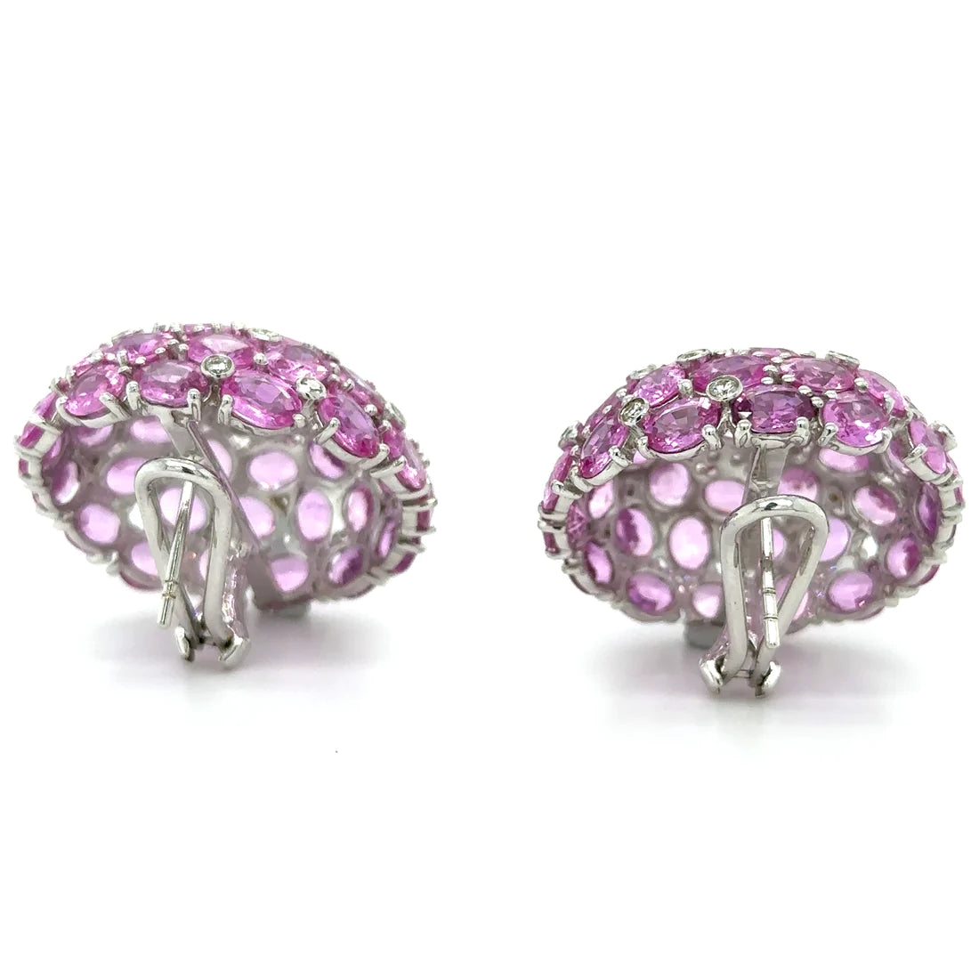 18k White Gold Pink Sapphire and Diamond Earring