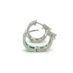 14k White Gold Emerald and Diamonds Earring