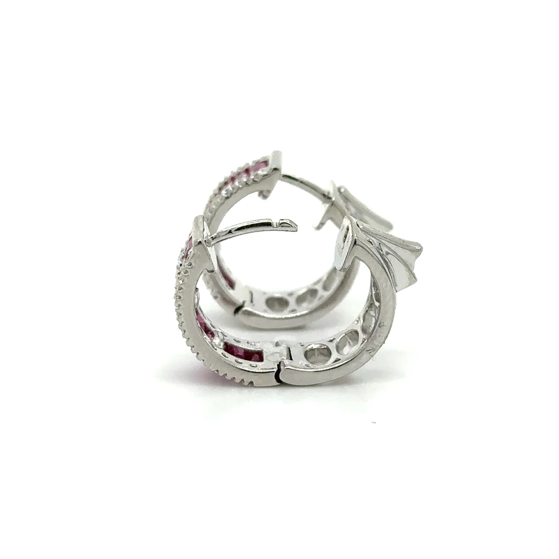 14k White Gold Ruby and Diamonds Earring