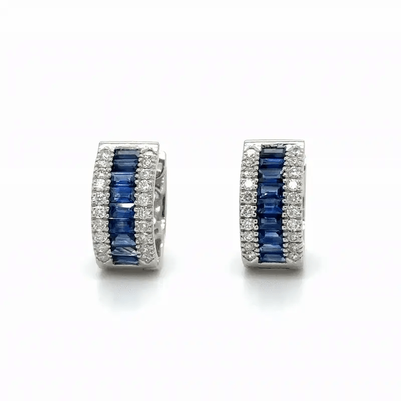 14k White Gold Sapphire and Diamonds Earring