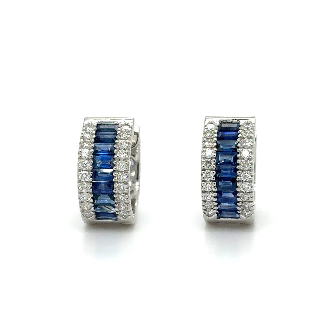 14k White Gold Sapphire and Diamonds Earring