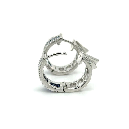 14k White Gold Sapphire and Diamonds Earring
