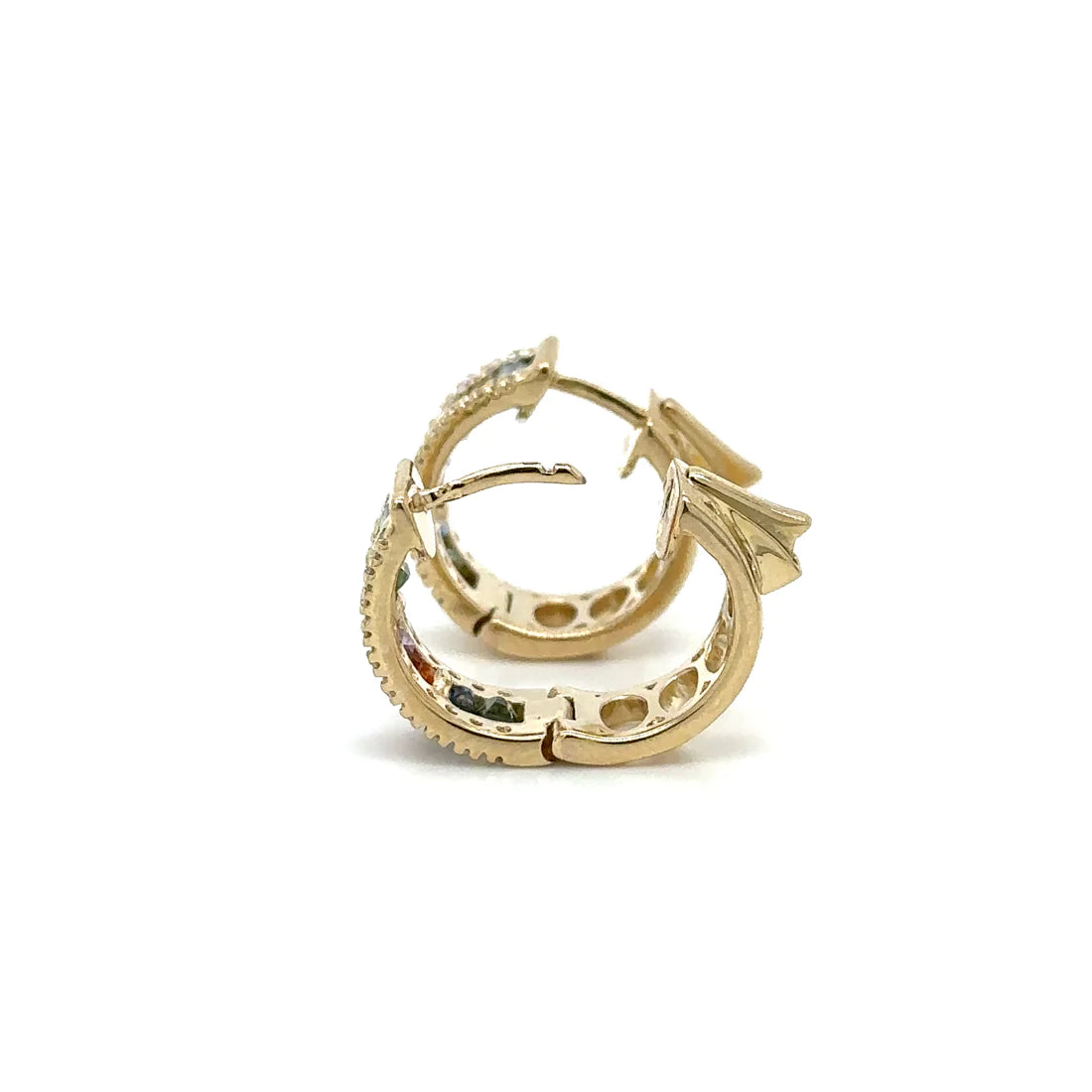 14k Yellow Gold Multi Sapphire and Diamonds Earring