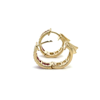 14k Yellow Gold Ruby and Diamonds Earring