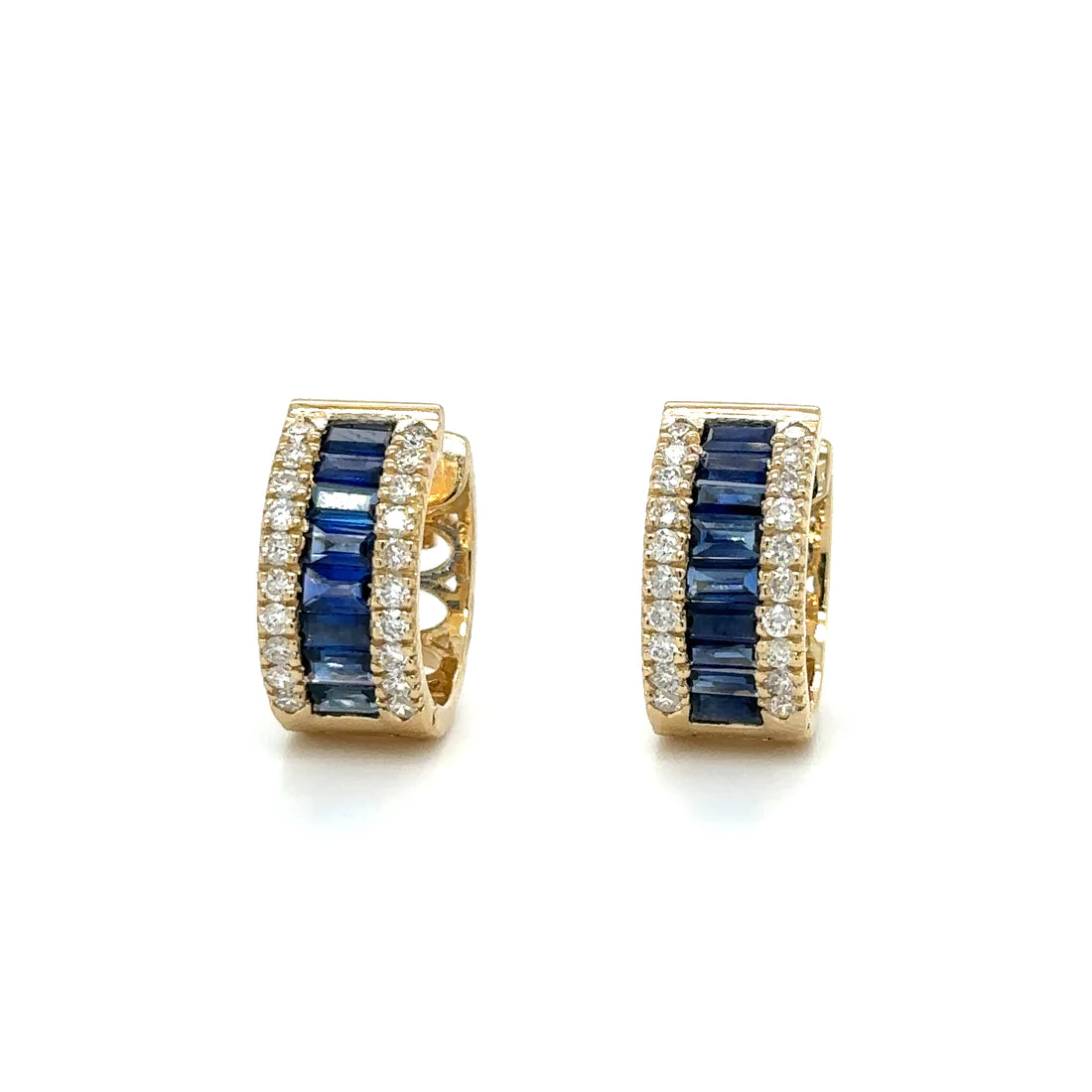 14k Yellow Gold Sapphire and Diamonds Earring