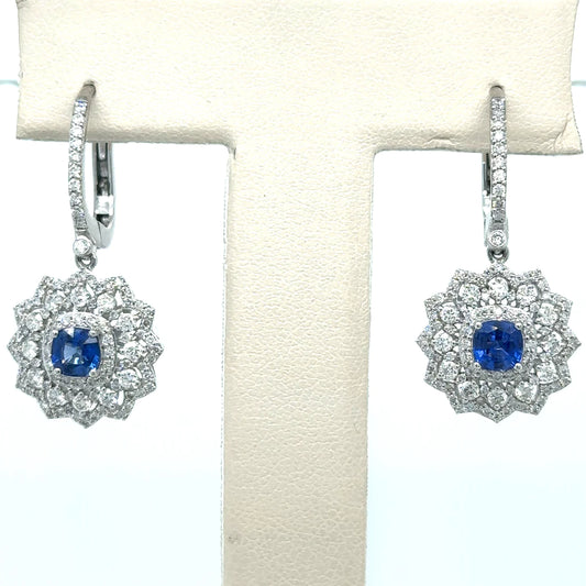 18k White Gold Sapphire and Diamond Earring