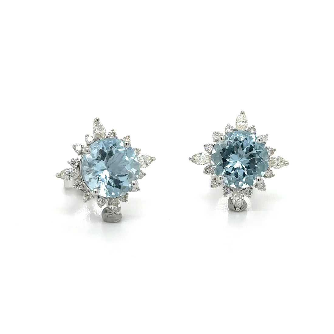 14k White Gold Aquamarine With Diamonds Earring