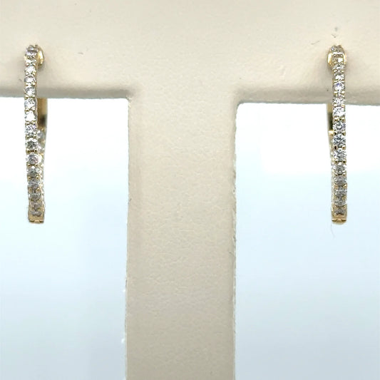 14k Yellow Gold Diamond Hoop Earring