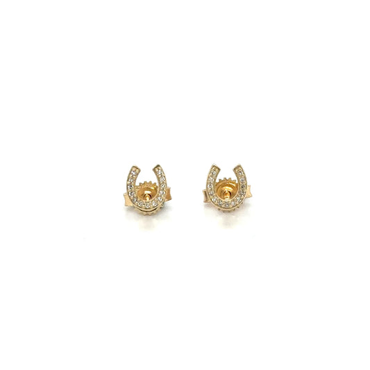 14k Yellow Gold Diamond Horseshoe Earring