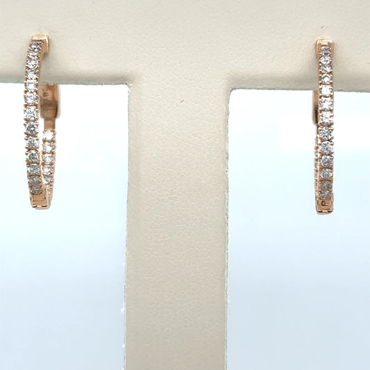 14k Rose Gold Diamond Hoop Earring