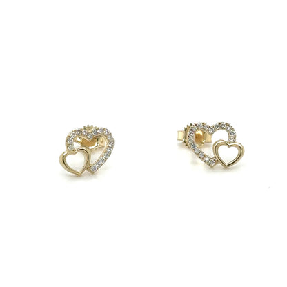 14k Yellow Gold Diamond Heart Earring
