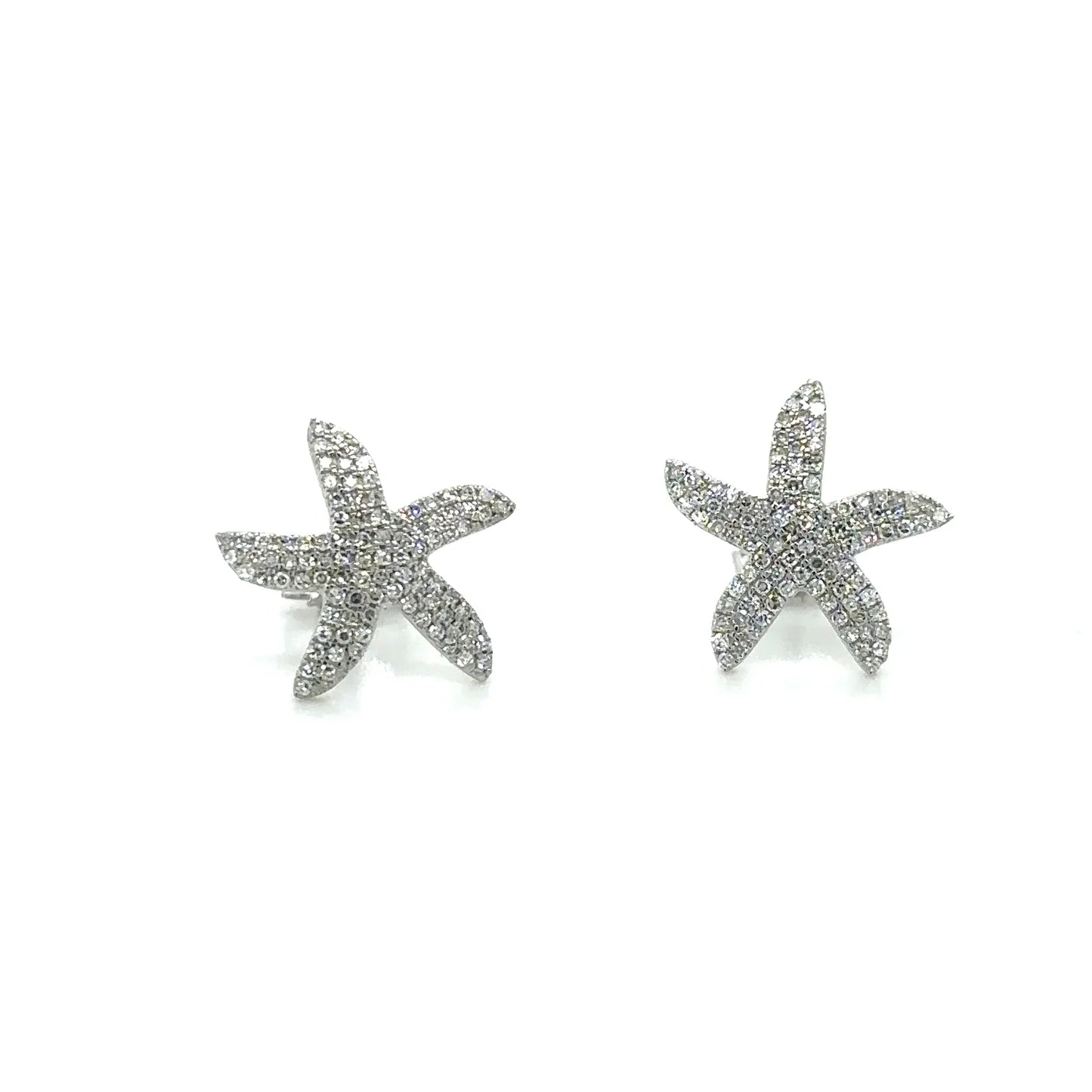 14k White Gold Diamond Starfish Earring