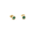 14k Yellow Gold Emerald and Diamond Earring