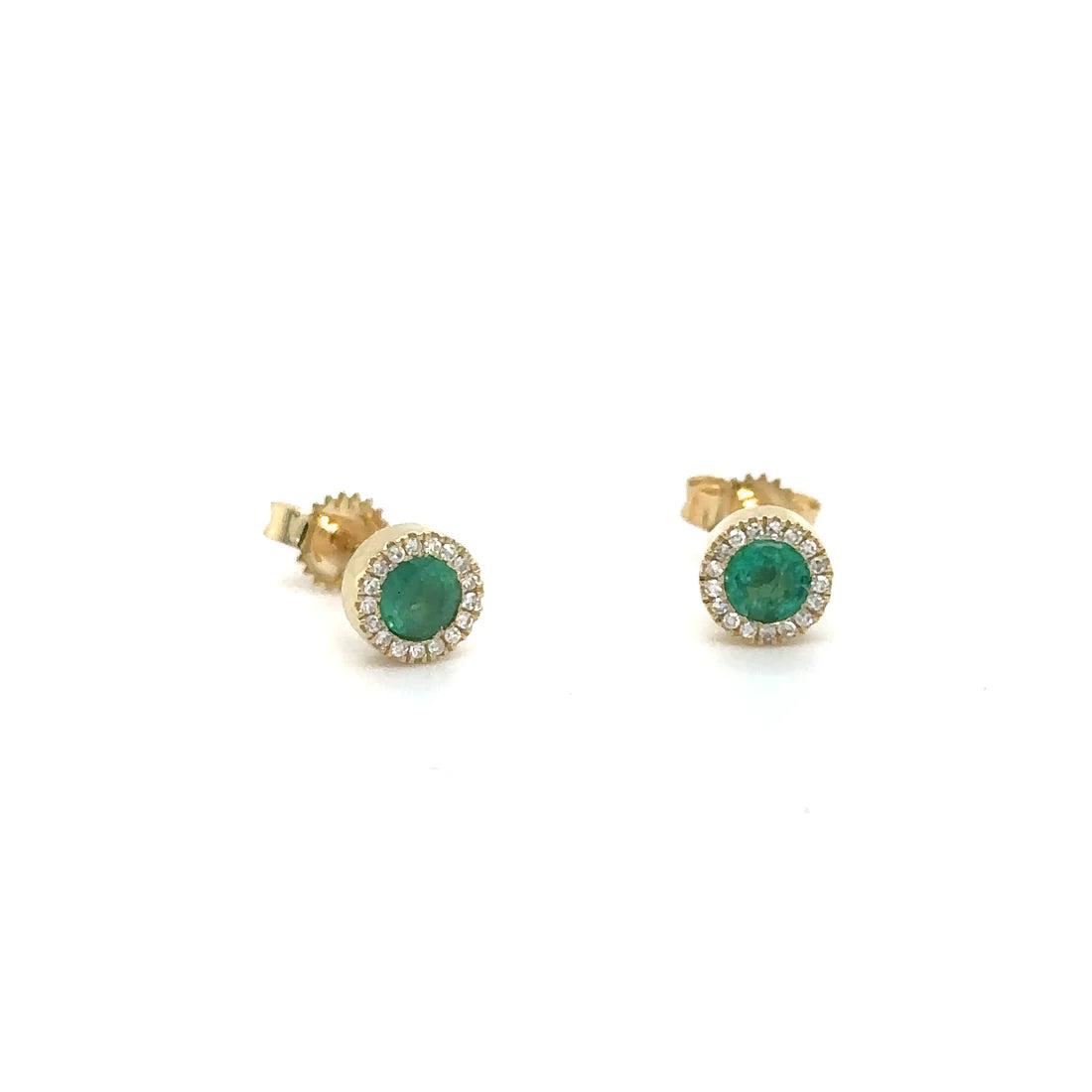 14k Yellow Gold Emerald and Diamond Earring