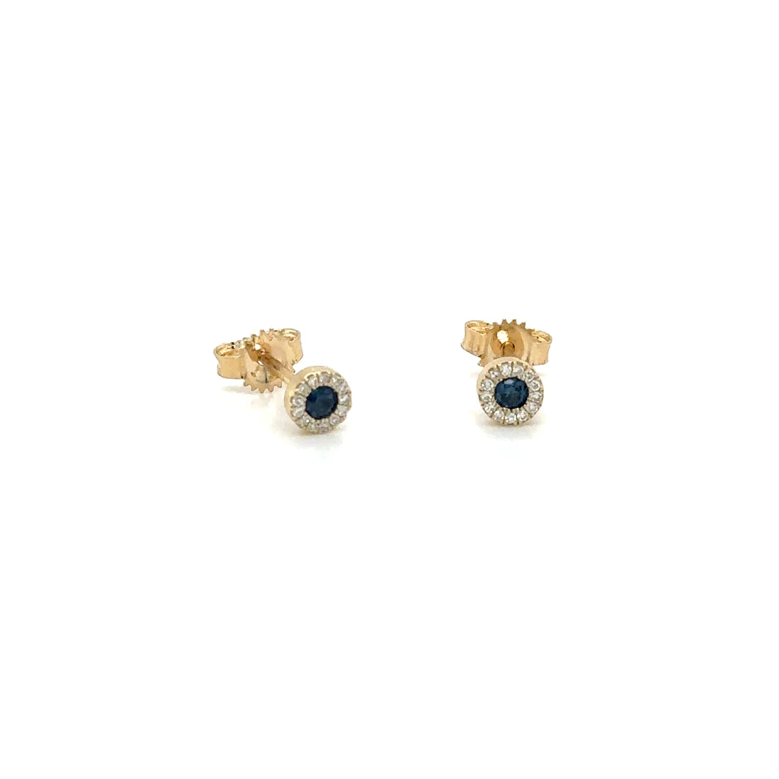 14k Yellow Gold Sapphire and Diamond Earring