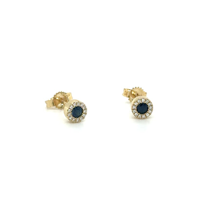 14k Yellow Gold Sapphire and Diamond Earring