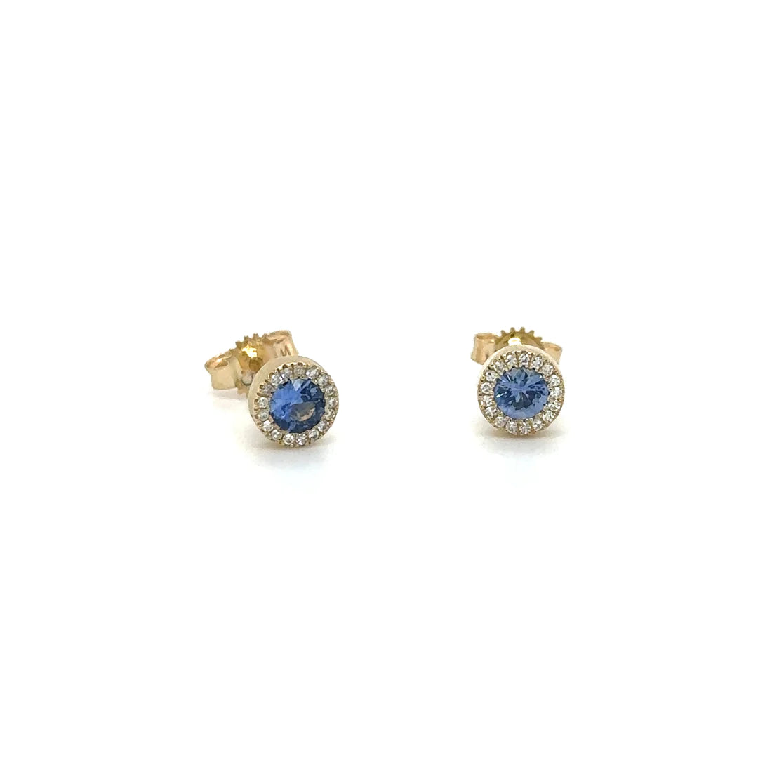 14k Yellow Gold Sapphire and Diamond Earring