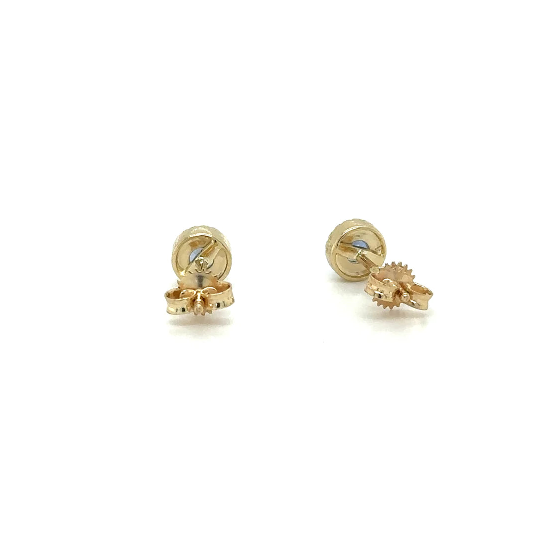 14k Yellow Gold Sapphire and Diamond Earring