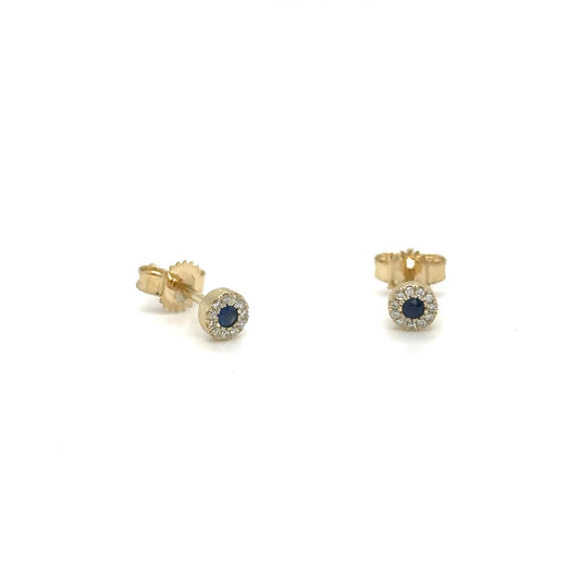 14k Yellow Gold Sapphire and Diamond Earring