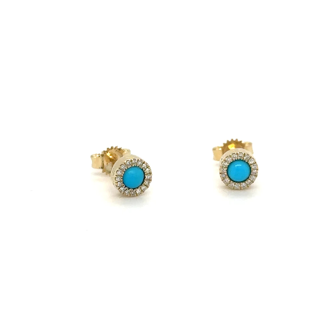 14k Yellow Gold Turquoise and Diamond Earring