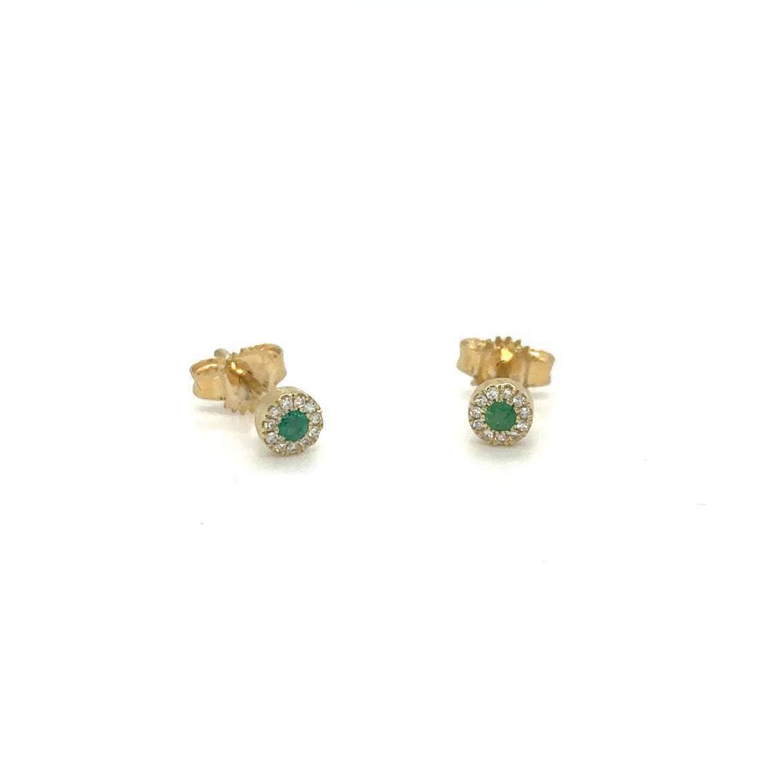 14k Yellow Gold Emerald and Diamond Earring