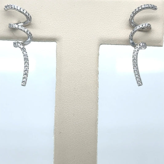 14k White Gold Diamond Earring