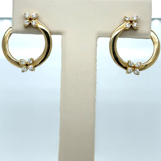 14k Yellow Gold Diamond Earring