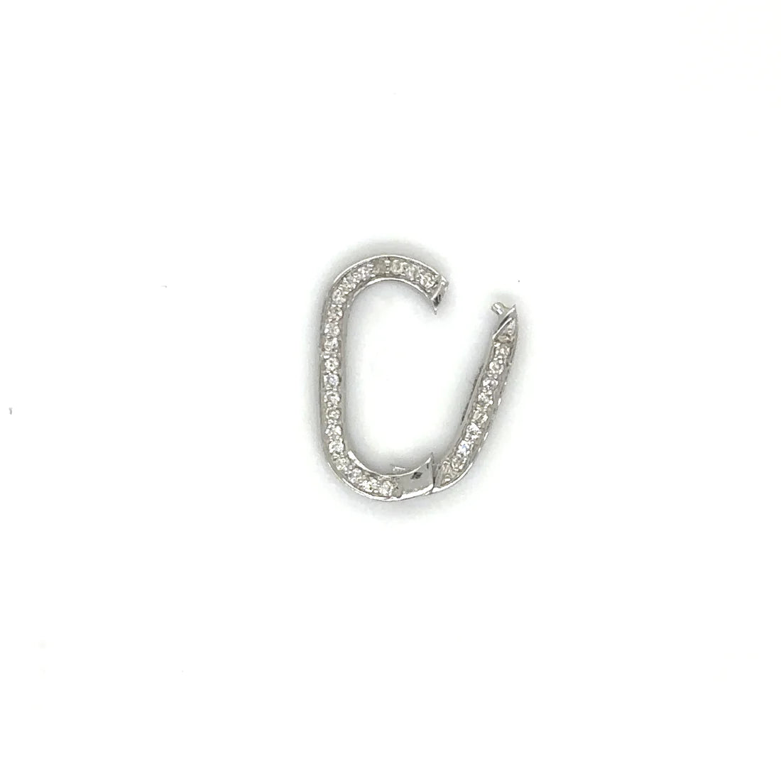 14k White Gold Diamond Paperclip Lock