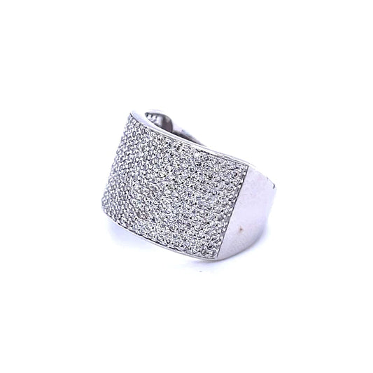 Wide Pave White Gold With Diamond Ring